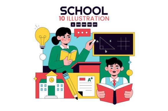 10 School Vector Illustration Graphics