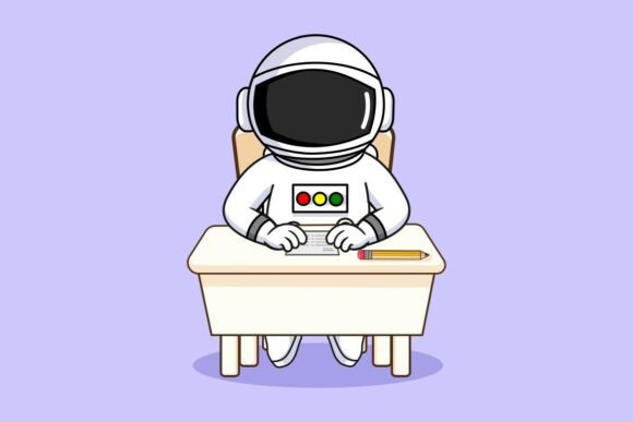 Astronaut Student Sitting at Desk