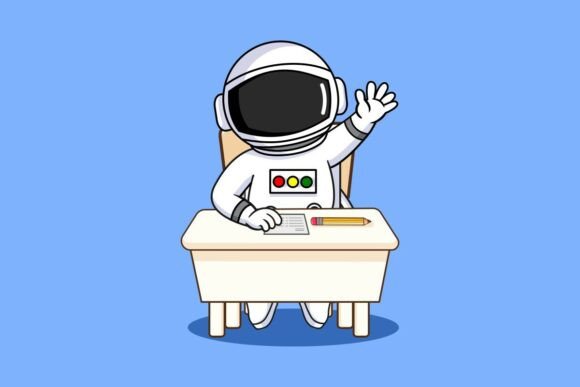 Astronaut Student Waving Hand I: Graphics for Creative Sellers