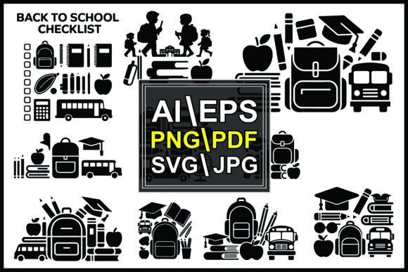 Back to School Checklist Graphics & Illustrations
