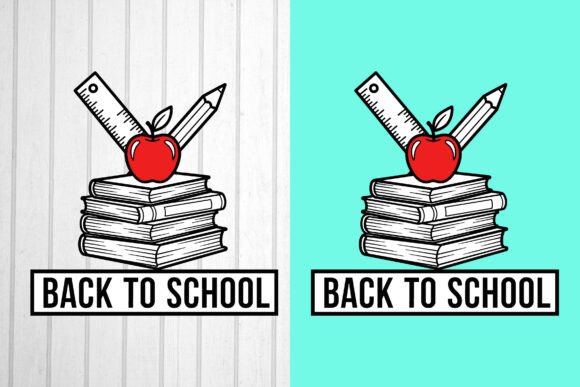 Back to School Illustration with Apple