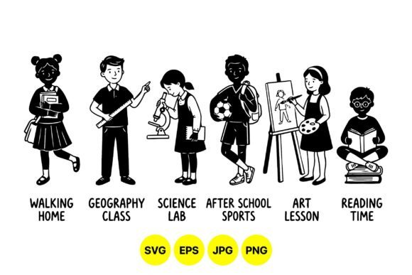 Back to School Kids Clipart SVG: Graphics for Creative Projects