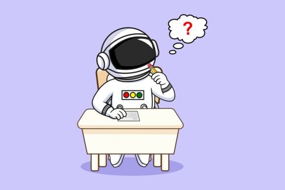 Cute Astronaut Student Thinking in Class Graphics