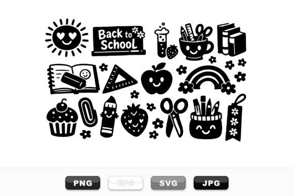 Cute Back to School Icons Set Graphics
