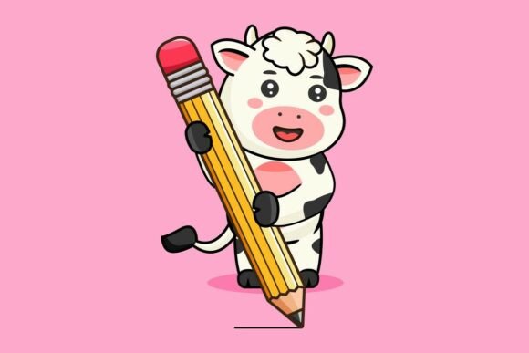 Cute Cow Drawing with Pencil Graphics