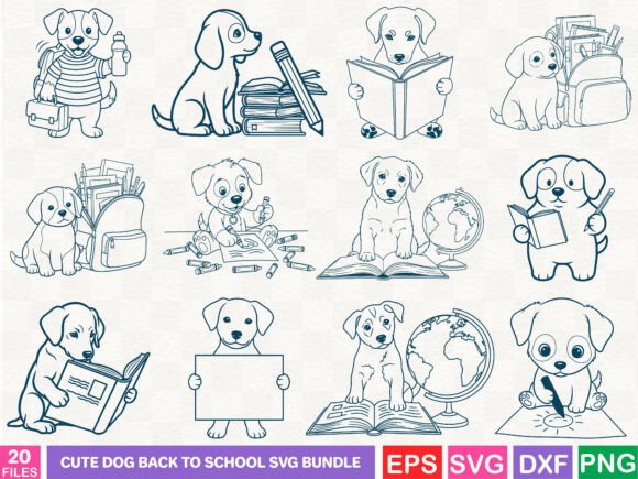 Cute Dog Back to School SVG Bundle