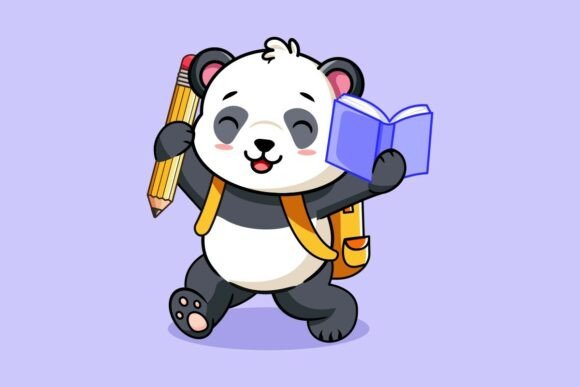Cute Panda Happy for Back to School Graphics