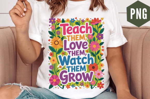 Floral Teacher Striped Sublimation Graphics