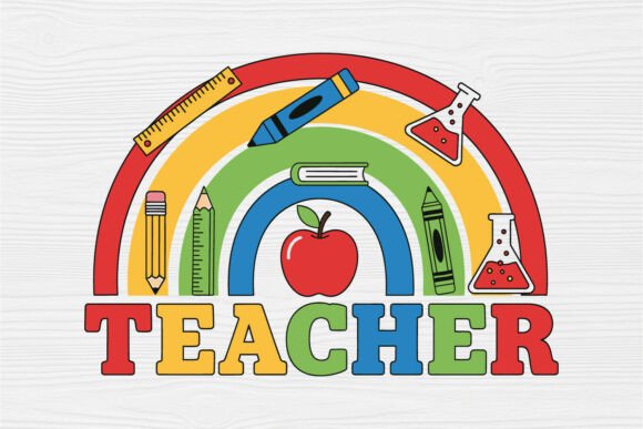 Retro Teacher Rainbow SVG Back to School