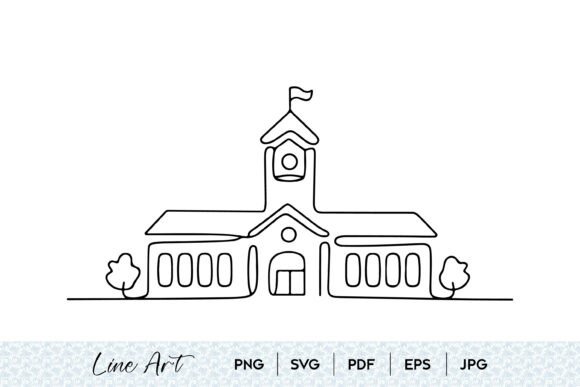 School Building Line Art SVG Review