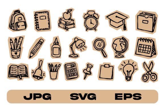 Scrapbook Back to School Sticker Set: Graphics and Illustrations for Real Crafting