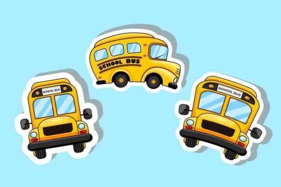 Set of Sticker School Bus Graphics