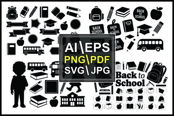 Silhouette Back to School and School Bus Graphics