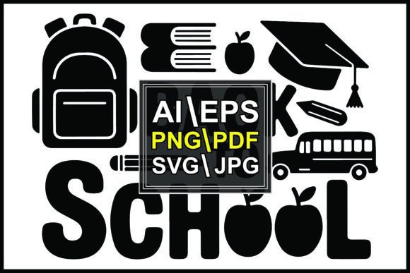 Silhouette Back to School with Backpack: Graphics & Illustrations