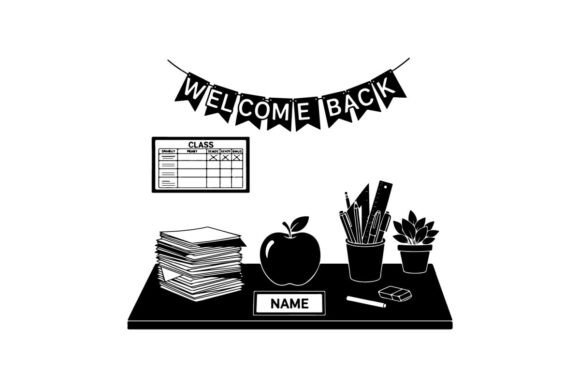 Welcome Back to School Silhouette Illust Graphics