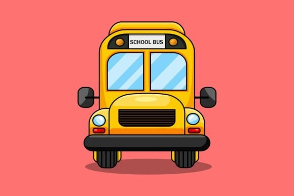 Yellow School Bus Flat Design Graphics